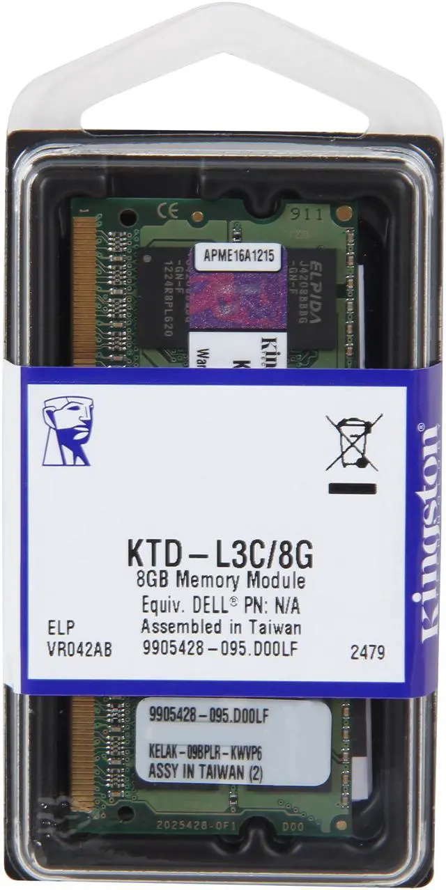Alt view image 3 of 3 - Kingston 8GB DDR3 1600 (PC12800) SODIMM System Specific Memory for Dell Model  KTD-L3C/8G