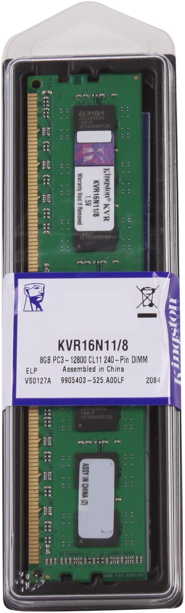 Kingston ValueRAM 8GB 240-Pin PC RAM DDR3 1600 (PC3 12800) Desktop Memory  Model KVR16N11/8
