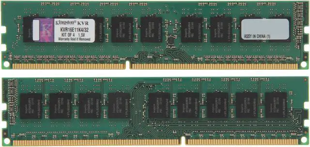 Alt view image 2 of 3 - Kingston 32GB (4 x 8GB) ECC Unbuffered DDR3 1600 Server Memory w/TS Model KVR16E11K4/32