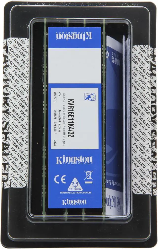 Alt view image 3 of 3 - Kingston 32GB (4 x 8GB) ECC Unbuffered DDR3 1600 Server Memory w/TS Model KVR16E11K4/32