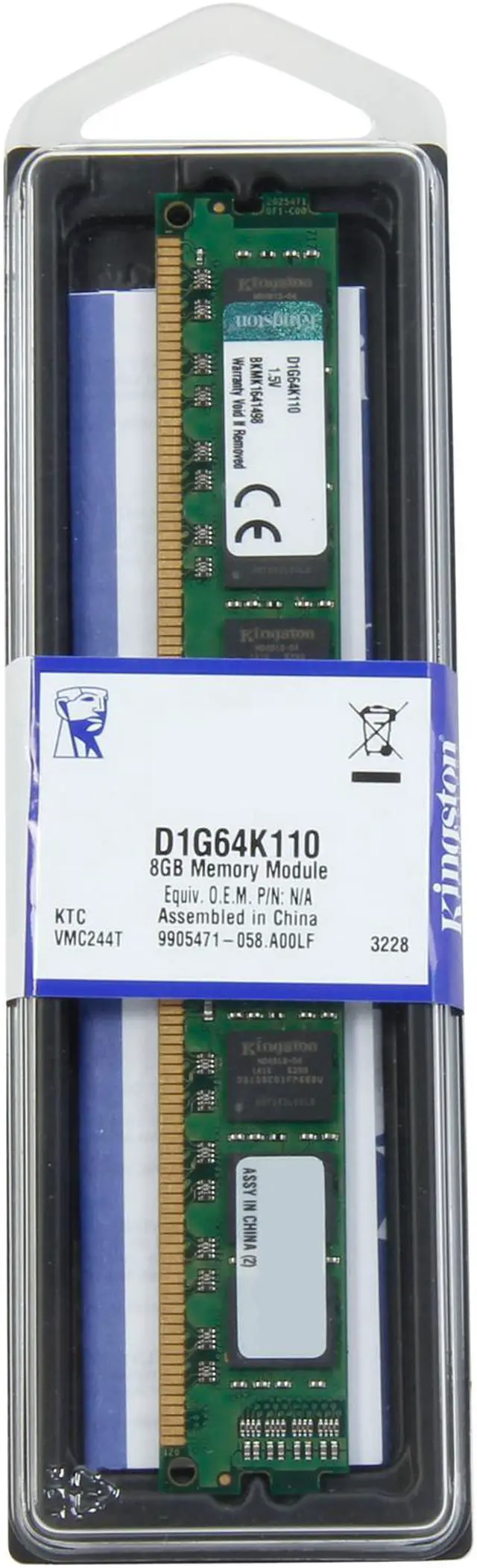 Alt view image 3 of 3 - Kingston 8GB Unbuffered DDR3 1600 System Specific Memory Model D1G64K110