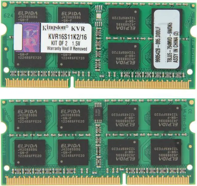 Alt view image 2 of 3 - Kingston 16GB (2 x 8GB) 204-Pin DDR3 SO-DIMM DDR3 1600 Laptop Memory Model KVR16S11K2/16