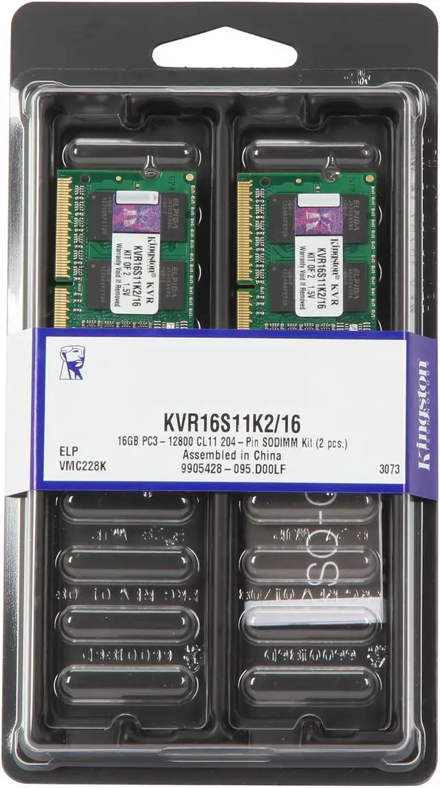 Alt view image 3 of 3 - Kingston 16GB (2 x 8GB) 204-Pin DDR3 SO-DIMM DDR3 1600 Laptop Memory Model KVR16S11K2/16
