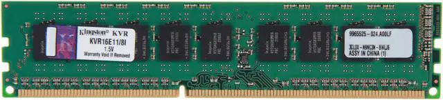 Alt view image 2 of 3 - Kingston 8GB ECC Unbuffered DDR3 1600 Server Memory w/TS Intel Model KVR16E11/8I