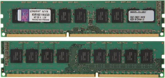 Alt view image 2 of 3 - Kingston 32GB (4 x 8GB) ECC Unbuffered DDR3 1600 Server Memory w/TS Intel Model KVR16E11K4/32I