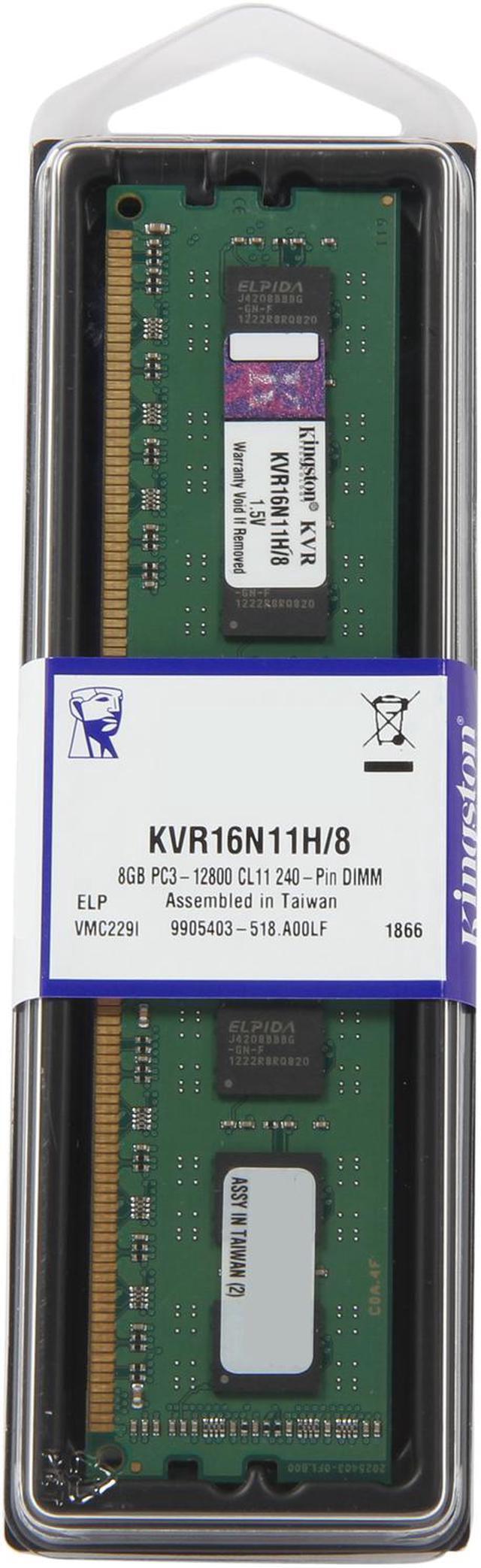Alt view image 2 of 2 - Kingston 8GB DDR3 1600 Desktop Memory STD Height 30mm Model KVR16N11H/8