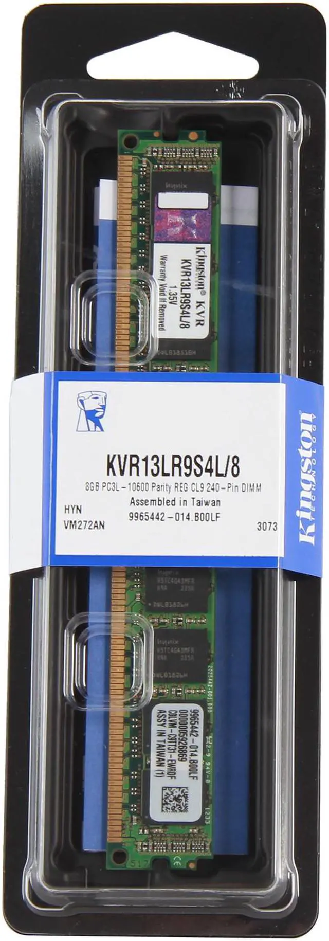 Alt view image 2 of 2 - Kingston 8GB ECC Registered DDR3 1333 Server Memory SR x4 1.35V w/TS VLP Model KVR13LR9S4L/8