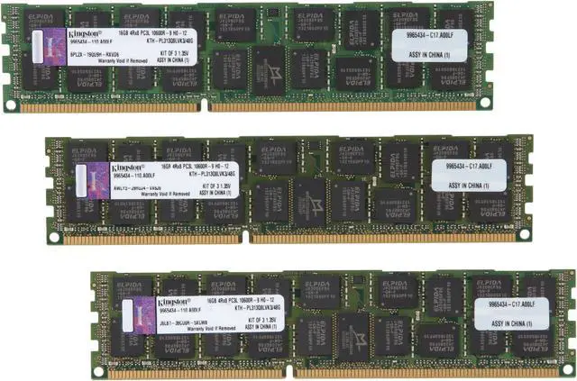 Main image of Kingston 48GB (3 x 16GB) ECC Registered DDR3 1333 (PC3 10600) Server Memory Model KTH-PL313Q8LVK3/48G