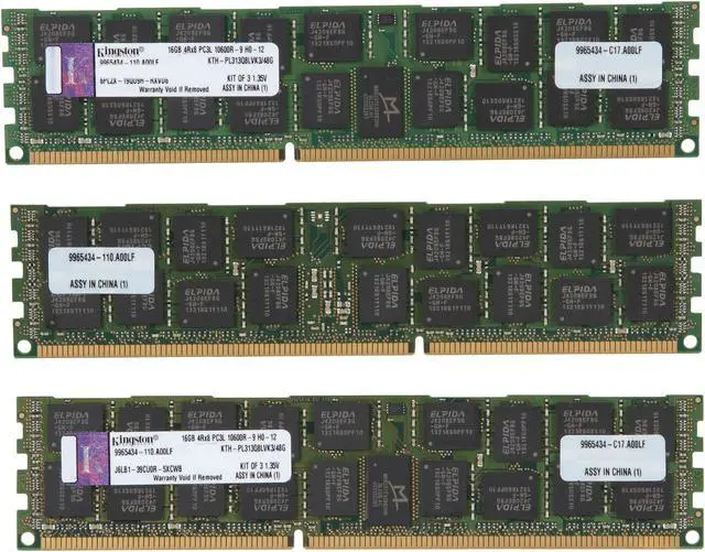 Alt view image 2 of 3 - Kingston 48GB (3 x 16GB) ECC Registered DDR3 1333 (PC3 10600) Server Memory Model KTH-PL313Q8LVK3/48G