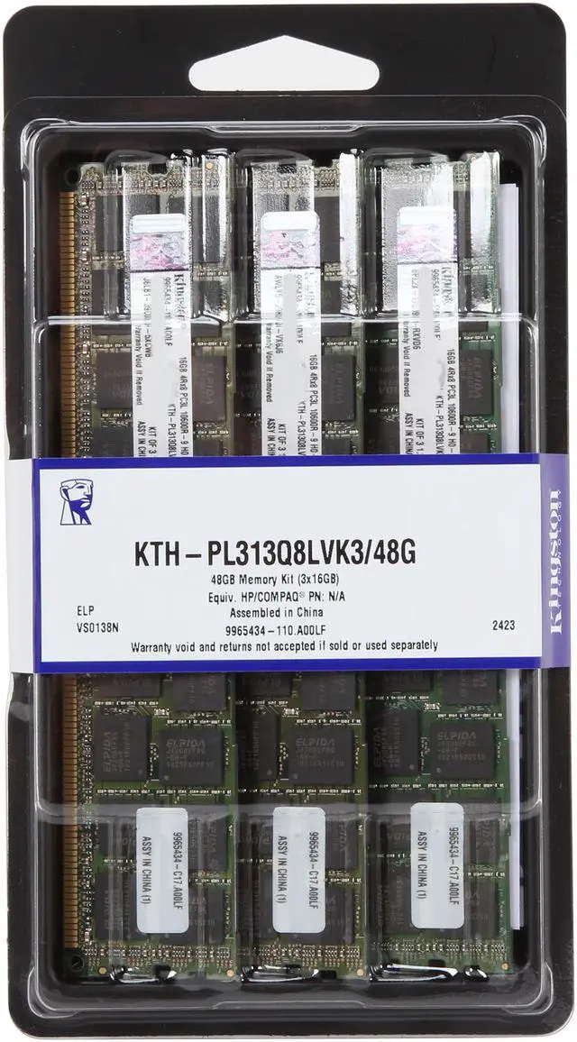 Alt view image 3 of 3 - Kingston 48GB (3 x 16GB) ECC Registered DDR3 1333 (PC3 10600) Server Memory Model KTH-PL313Q8LVK3/48G
