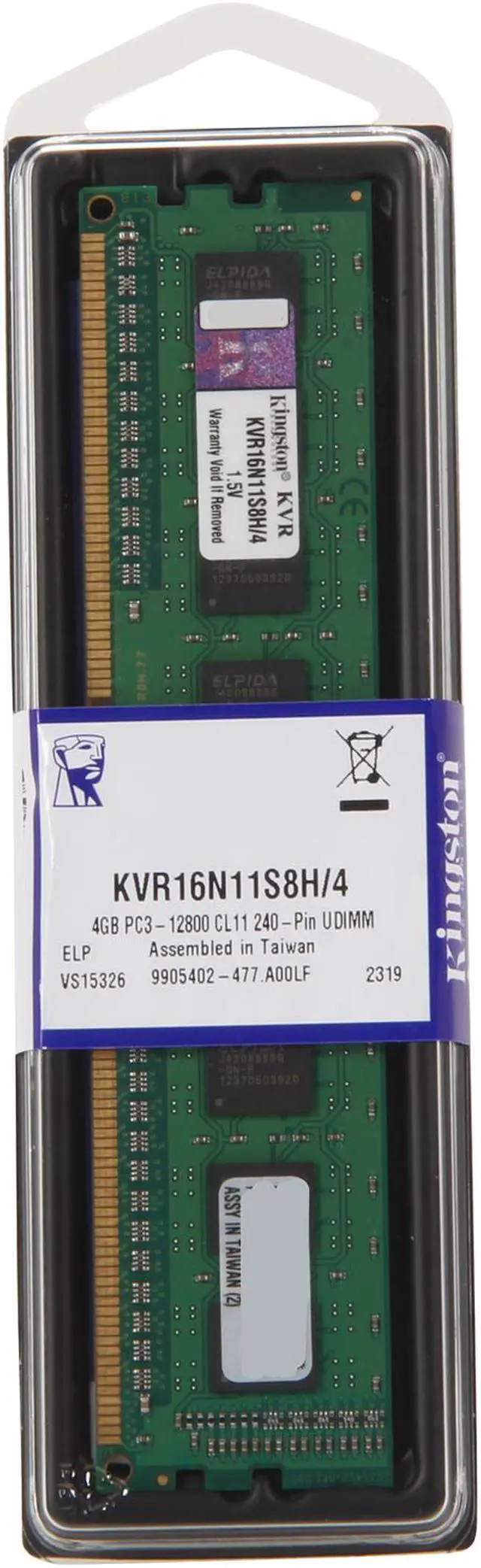 Alt view image 3 of 3 - Kingston 4GB DDR3 1600 (PC3 12800) Desktop Memory Model KVR16N11S8H/4