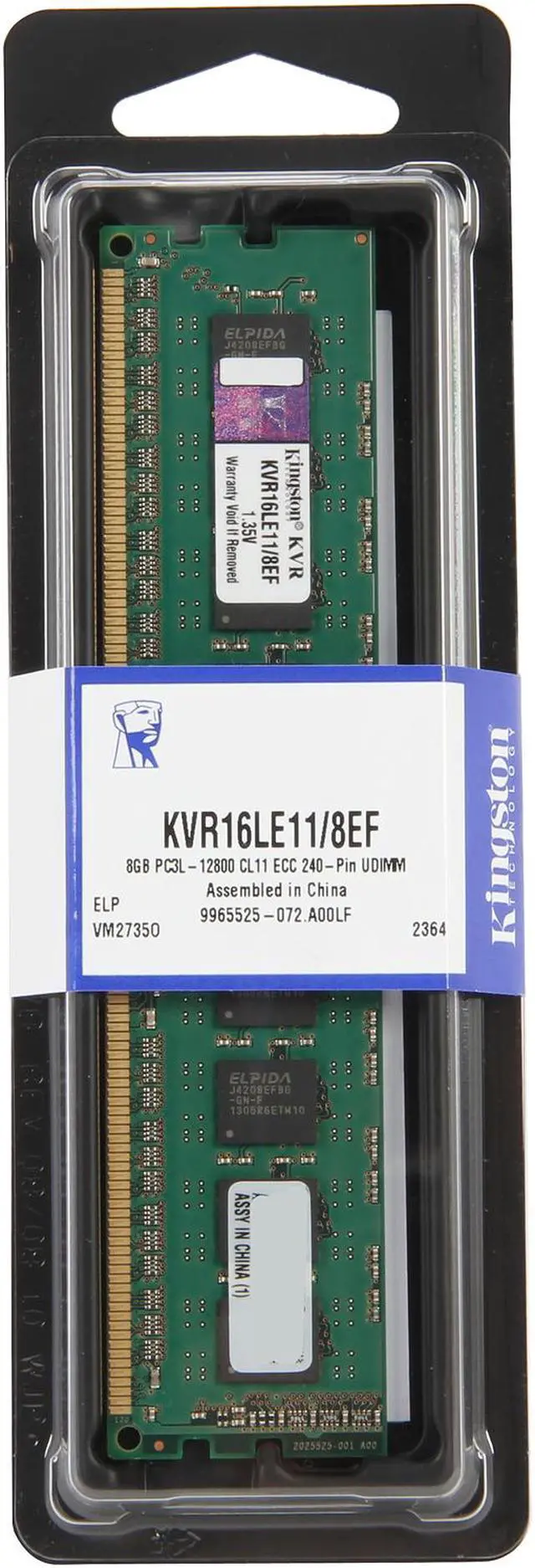 Alt view image 3 of 3 - Kingston 8GB ECC DDR3 1600 (PC3 12800) Server Memory (Server Elpida F) Model KVR16LE11/8EF