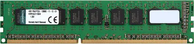 Main image of Kingston 4GB ECC Unbuffered DDR3 1600 (PC3 12800) Server Memory Model KVR16LE11S8/4