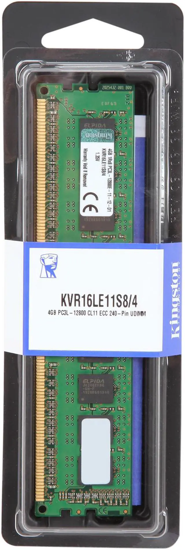 Alt view image 2 of 2 - Kingston 4GB ECC Unbuffered DDR3 1600 (PC3 12800) Server Memory Model KVR16LE11S8/4