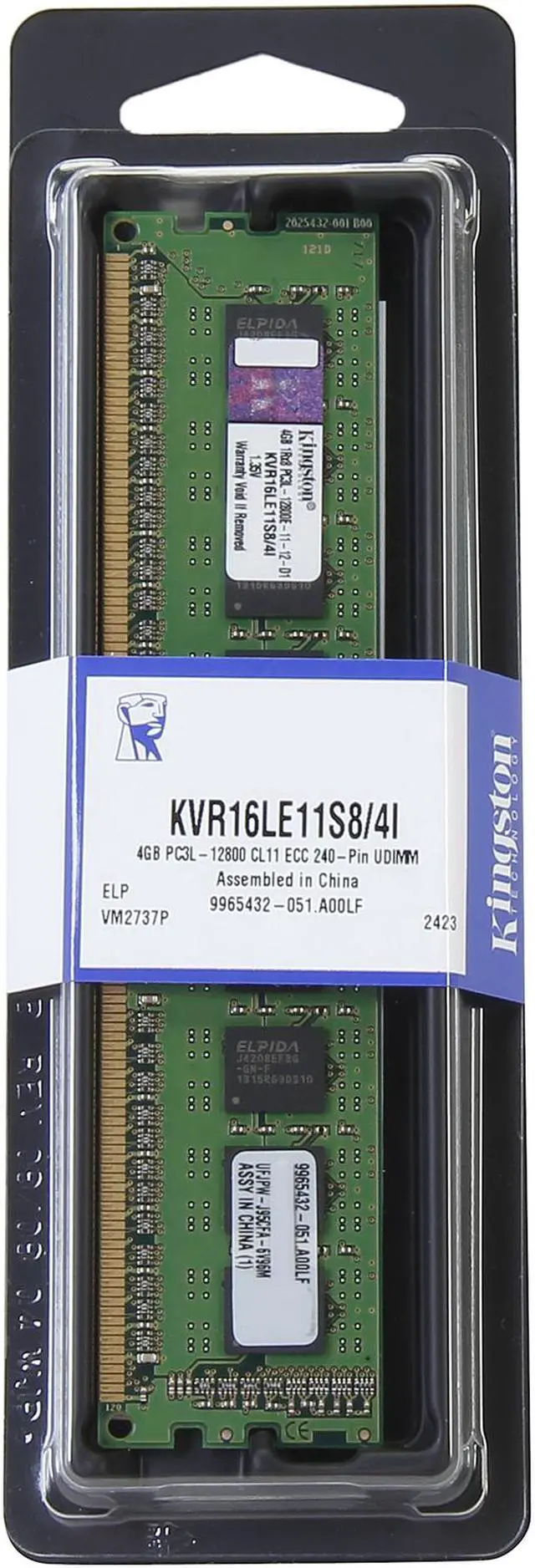 Alt view image 3 of 3 - Kingston 4GB ECC Unbuffered DDR3 1600 (PC3 12800) Server Memory Model KVR16LE11S8/4I