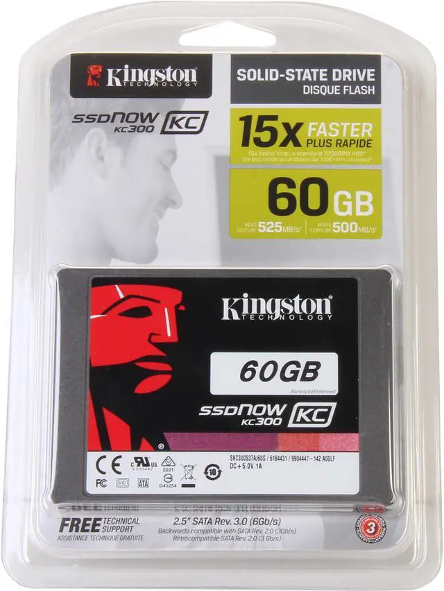 Alt view image 6 of 6 - Kingston SSDNow KC300 SKC300S37A/60G 2.5" 60GB SATA III Enterprise Solid State Drive with Adapter