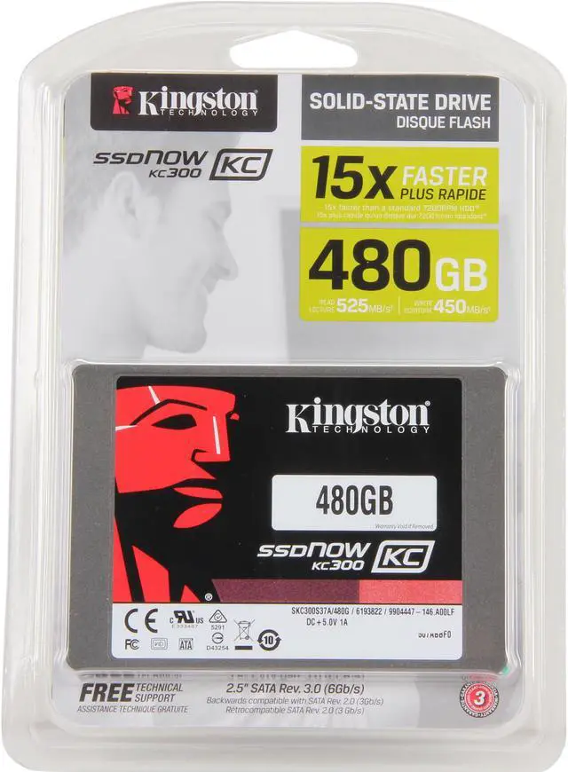 Alt view image 6 of 6 - Kingston SSDNow KC300 SKC300S37A/480G 2.5" 480GB SATA III Enterprise Solid State Drive with Adapter