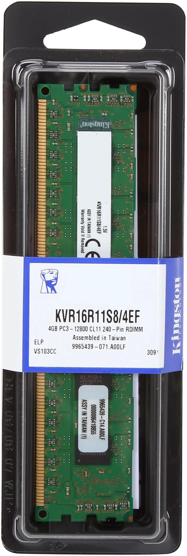 Alt view image 3 of 3 - Kingston 4GB ECC Registered DDR3 1600 (PC3 12800) Server Memory Model KVR16R11S8/4