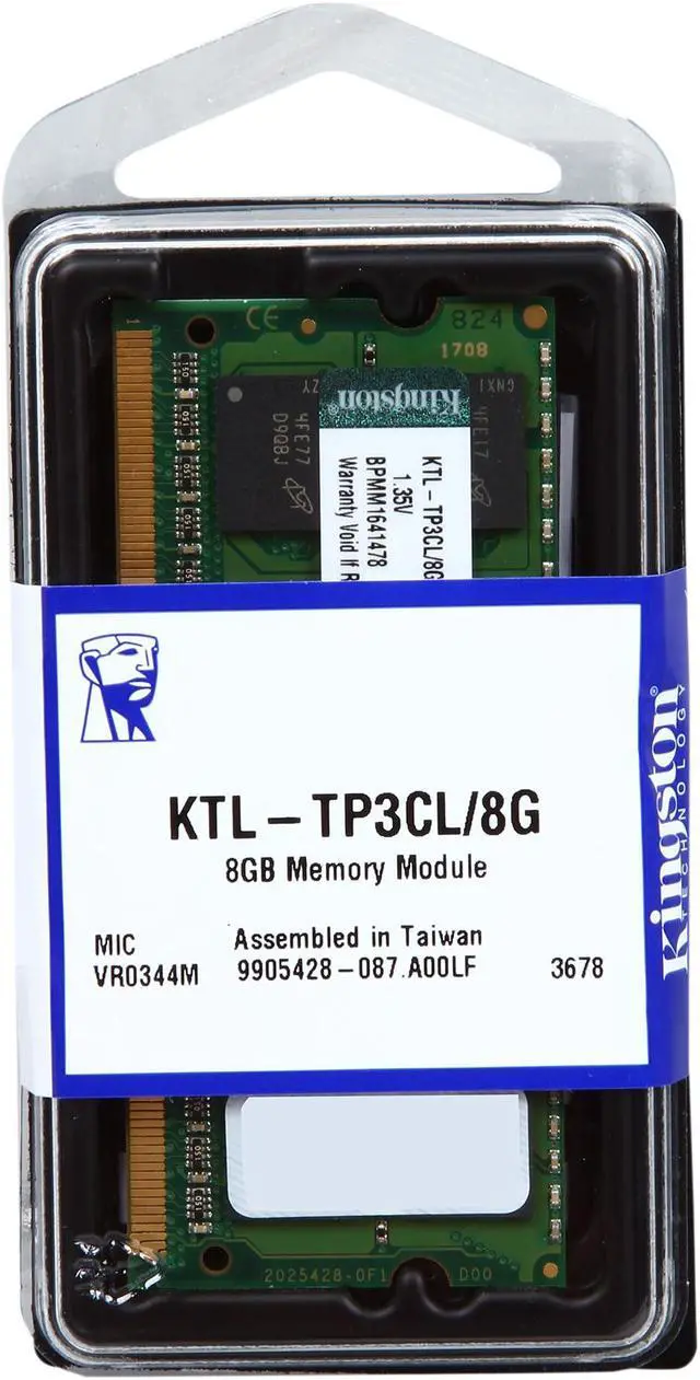 Alt view image 3 of 3 - Kingston 8GB Unbuffered DDR3L 1600 (PC3L 12800) System Specific Memory Model KTL-TP3CL/8G