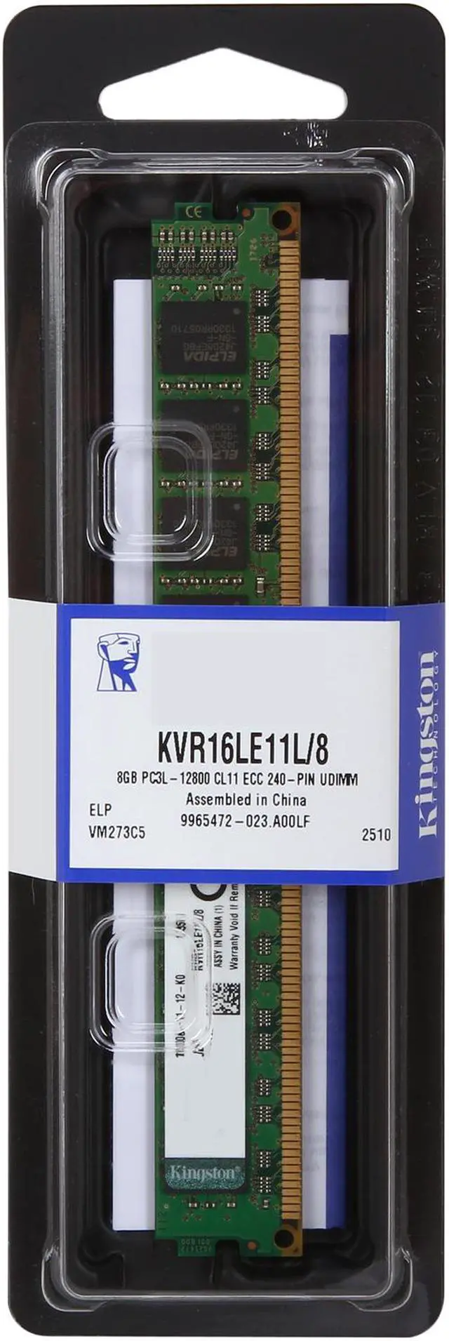 Alt view image 2 of 2 - Kingston 8GB ECC Unbuffered DDR3 1600 (PC3 12800) Server Memory Model KVR16LE11L/8