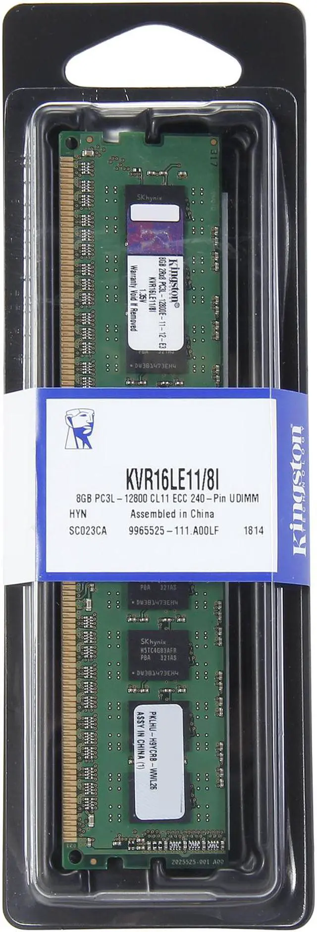 Alt view image 3 of 3 - Kingston 8GB ECC Unbuffered DDR3 1600 (PC3 12800) Server Memory Model KVR16LE11/8I