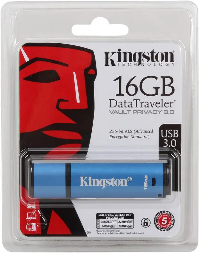 Alt view image 5 of 5 - Kingston 16GB Data Traveler AES Encrypted Vault Privacy 256Bit USB 3.0 Flash Drive (DTVP30/16GB)
