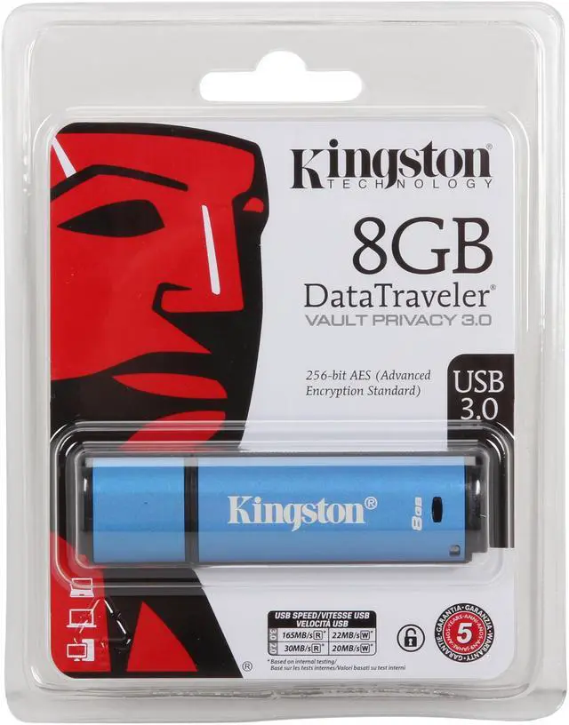 Alt view image 5 of 5 - Kingston 8GB Data Traveler AES Encrypted Vault Privacy 256Bit USB 3.0 Flash Drive (DTVP30/8GB)