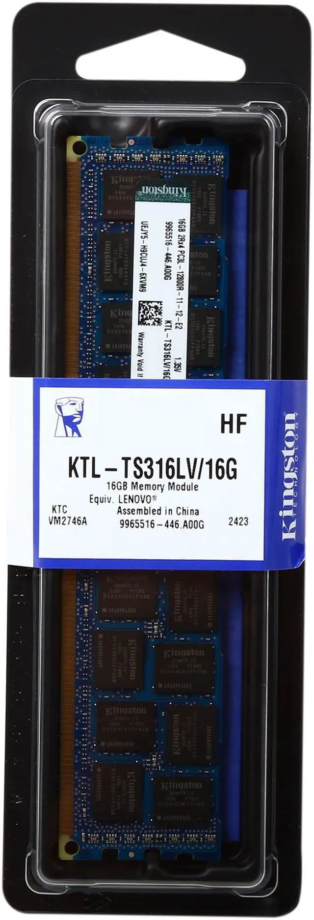 Alt view image 2 of 2 - Kingston 16GB ECC Registered DDR3 1600 (PC3 12800) Low Voltage Server Memory Model KTL-TS316LV/16G