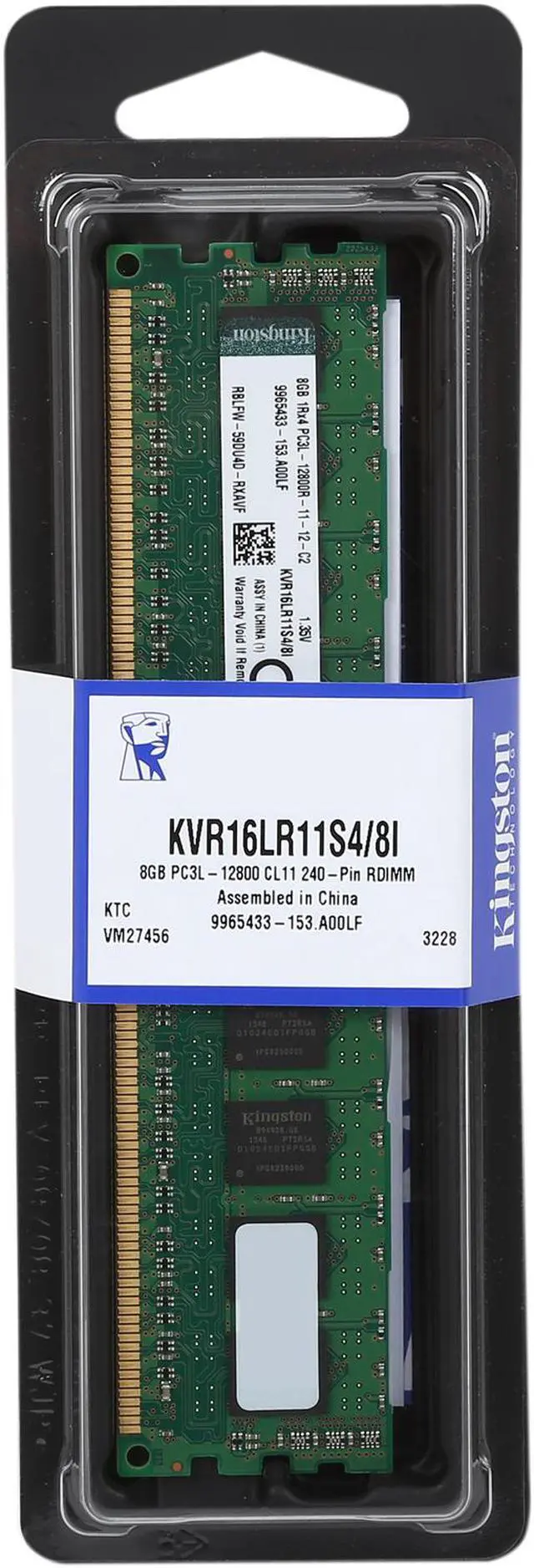 Alt view image 2 of 2 - Kingston 8GB ECC Registered DDR3 1600 (PC3 12800) Server Memory Model KVR16LR11S4/8I