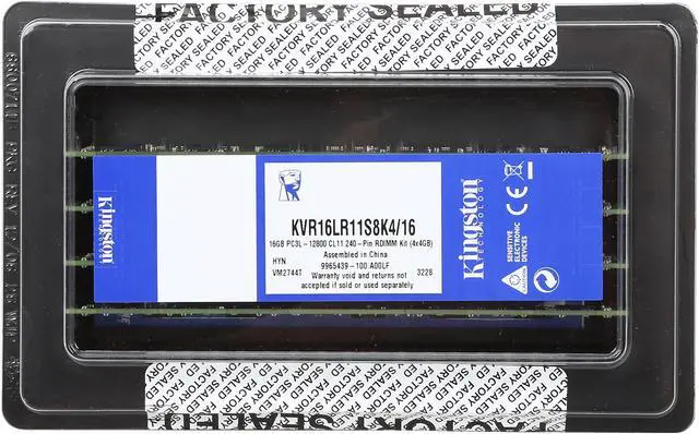 Alt view image 3 of 3 - Kingston 16GB (4 x 4GB) ECC Registered DDR3 1600 (PC3 12800) Server Memory Model KVR16LR11S8K4/16