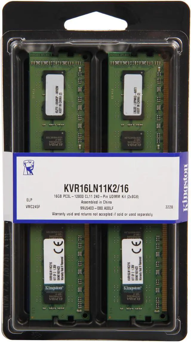 Alt view image 3 of 3 - Kingston 16GB (2 x 8GB) DDR3L 1600 (PC3L 12800) Desktop Memory Model KVR16LN11K2/16