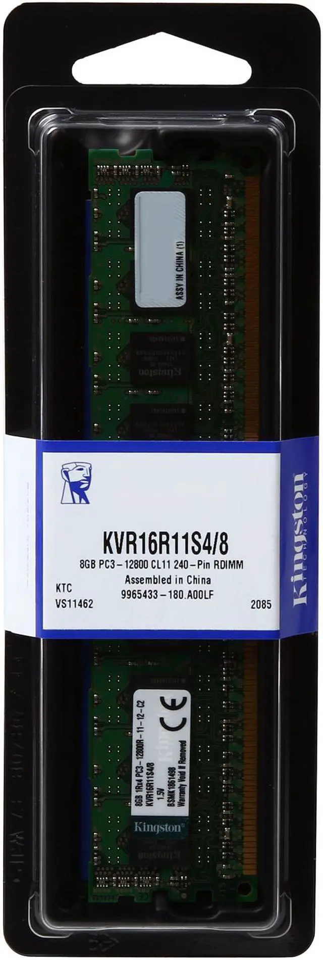 Alt view image 2 of 2 - Kingston 8GB ECC Registered DDR3 1600 (PC3 12800) Server Memory Model KVR16R11S4/8