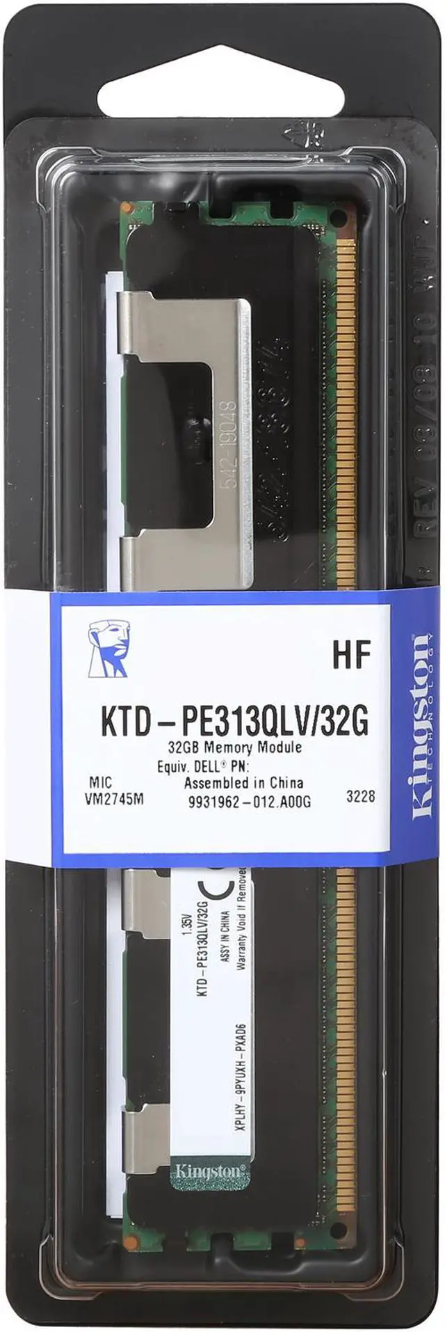Alt view image 3 of 3 - Kingston 32GB 240-Pin DDR3 SDRAM ECC Registered DDR3 1333 (PC3 10600) Quad Rank Low Voltage Module Model KTD-PE313QLV/32G