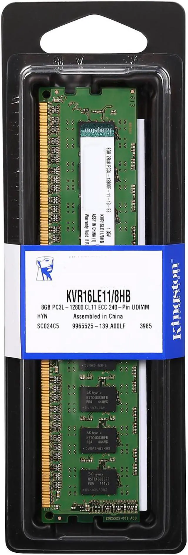 Alt view image 3 of 3 - Kingston 8GB ECC Unbuffered DDR3 1600 (PC3 12800) Server Memory w/TS Hynix B Model KVR16LE11/8HB