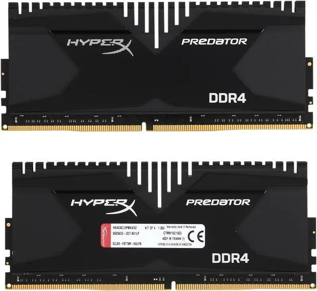 Alt view image 2 of 3 - HyperX 32GB (4 x 8GB) DDR4 2400 (PC4 19200) Desktop Memory Model HX424C12PBK4/32
