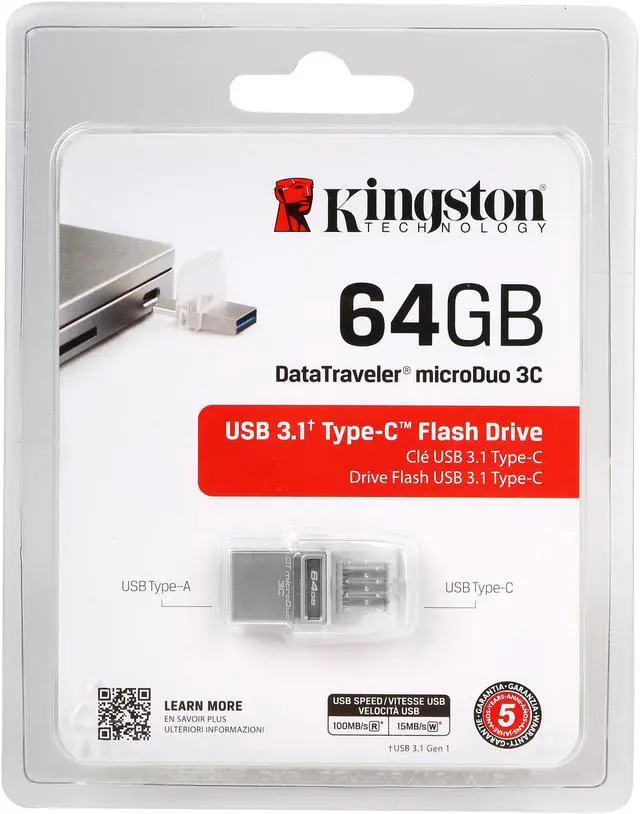 Alt view image 6 of 6 - Kingston DataTraveler microDuo 3C 64GB USB 3.0/3.1 + Type-C Flash Drive DTDUO3C/64GB