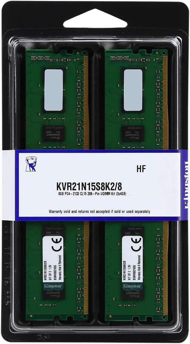 Alt view image 3 of 3 - Kingston ValueRAM 8GB (2 x 4GB) DDR4 2133 (PC4 17000) Desktop Memory Model KVR21N15S8K2/8