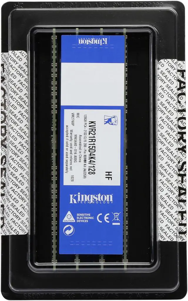 Alt view image 3 of 3 - Kingston ValueRAM 128GB (4 x 32GB) ECC Registered DDR4 2133 (PC4 17000) Server Memory Model KVR21R15D4K4/128