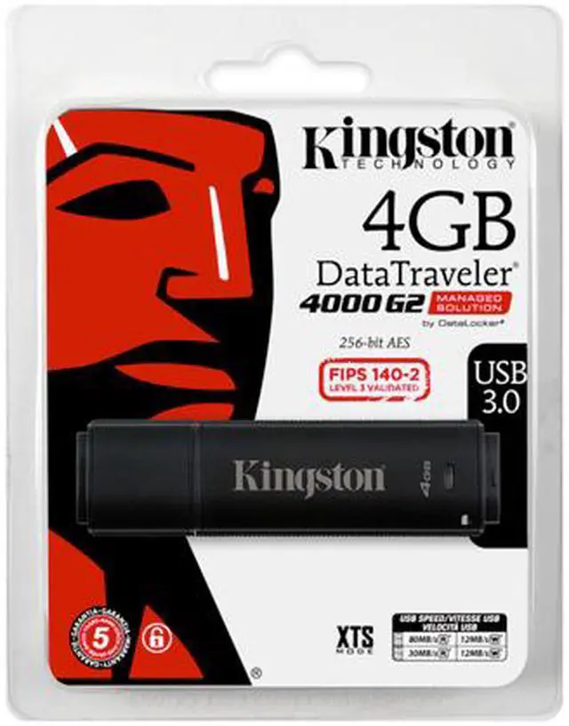 Alt view image 3 of 3 - Kingston DataTraveler 4000G2 with Management 4GB USB Flash Drive 256bit AES Encryption Model DT4000G2DM/4GB