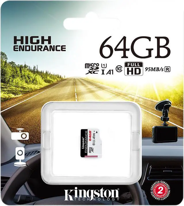 Alt view image 3 of 3 - Kingston High Endurance 64GB microSDXC Flash Memory 95R/30W Class 10 A1 UHS-I