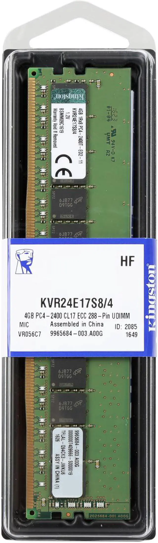 Alt view image 3 of 3 - Kingston ValueRAM 4GB (1 x 4GB) DDR4 2400 RAM (Server Memory) ECC DIMM (288-Pin) KVR24E17S8/4