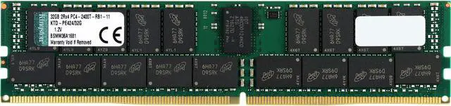 Main image of Kingston 32GB (1 x 32GB) DDR4 2400 RAM (System Specific Memory) ECC Reg DIMM (288-Pin) KTD-PE424/32G (select Dell)