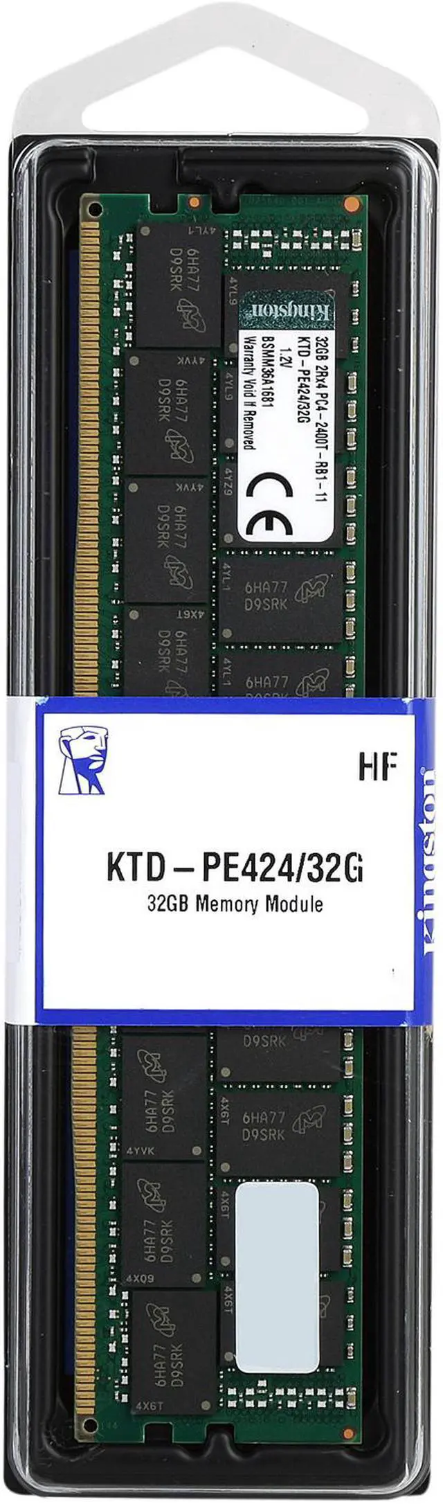 Alt view image 2 of 2 - Kingston 32GB (1 x 32GB) DDR4 2400 RAM (System Specific Memory) ECC Reg DIMM (288-Pin) KTD-PE424/32G (select Dell)