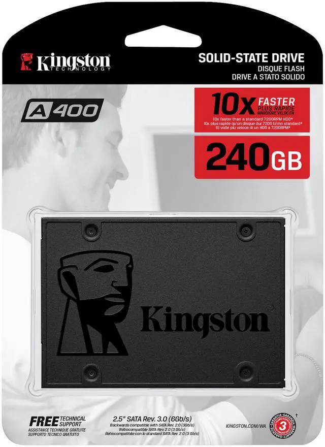Alt view image 4 of 5 - Kingston A400 240GB SATA 3 2.5" Internal SSD SA400S37/240G - HDD Replacement for Increase Performance
