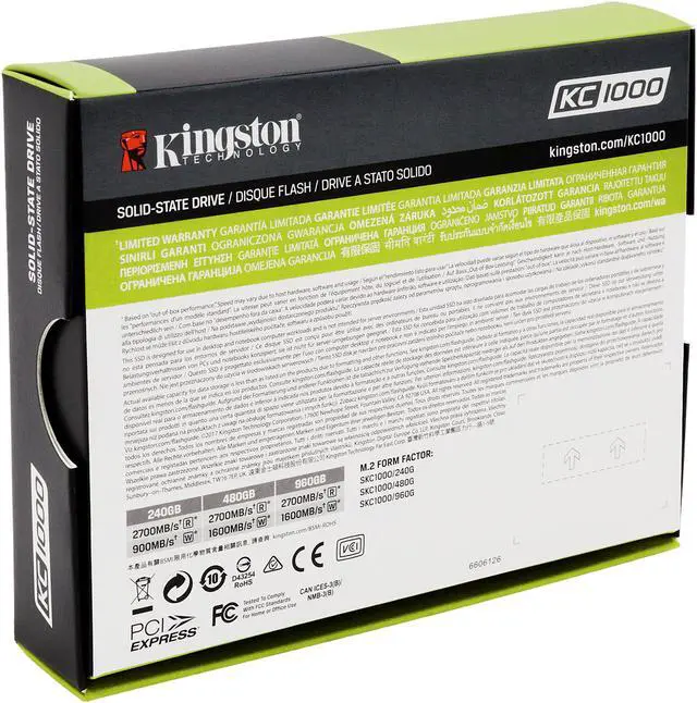 Alt view image 4 of 4 - Kingston KC1000 M.2 2280 960GB NVMe PCIe Gen 3.0 x4 Lanes MLC Internal Solid State Drive (SSD) SKC1000/960G