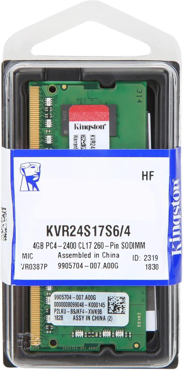 Alt view image 3 of 3 - Kingston 4GB 260-Pin DDR4 SO-DIMM DDR4 2400 (PC4 19200) Laptop Memory Model KVR24S17S6/4