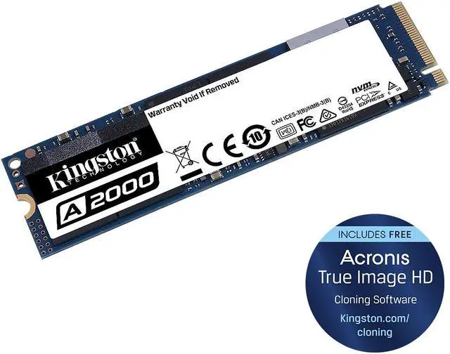 Alt view image 3 of 7 - Kingston 250GB A2000 M.2 2280 NVMe Internal SSD PCIe Up to 2000 MB/s with Full Security Suite SA2000M8/250G
