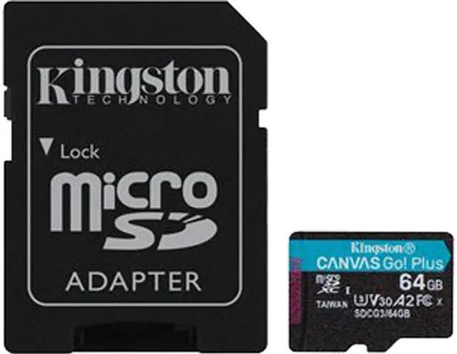Main image of Kingston Canvas Go! Plus 64GB microSDXC Flash Card w/ Adapter Model SDCG3/64GBCR