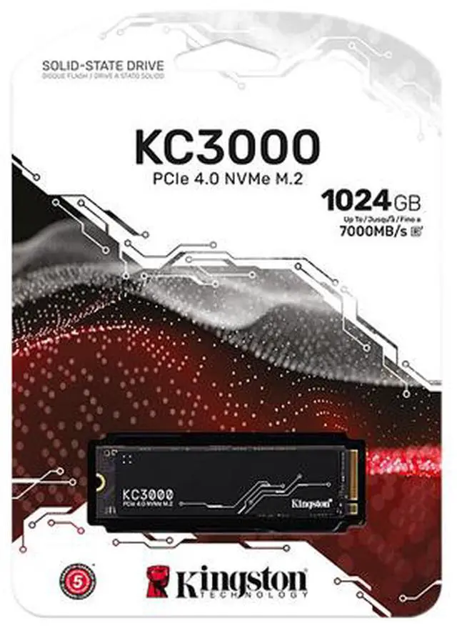 Alt view image 4 of 3 - Kingston KC3000 M.2 2280 1024GB PCIe 4.0 x4 NVMe 3D TLC Internal Solid State Drive (SSD) SKC3000S/1024G