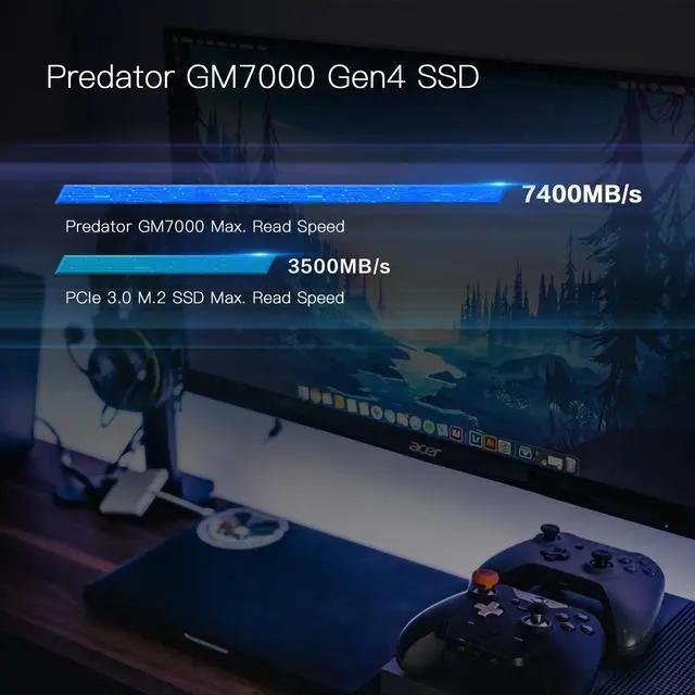 Alt view image 2 of 7 - Predator GM7000 M.2 512GB PCI-Express 4.0 x4 Internal Solid State Drive (SSD) BL.9BWWR.104